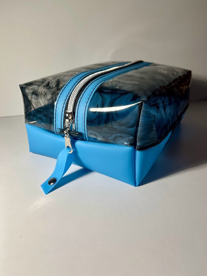 Boxy Pouch - (Black) Oil Print / (Blue) Bottom ( 1 piece or 2 Piece - Bundle)