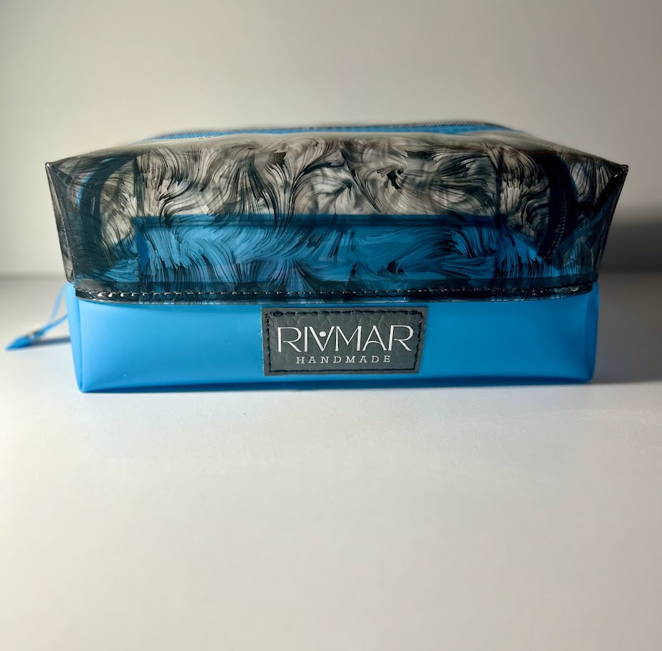 Boxy Pouch - (Black) Oil Print / (Blue) Bottom ( 1 piece or 2 Piece - Bundle)