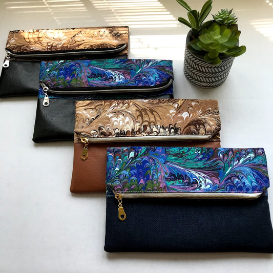 (RTS)  Fold Over Clutch - Paisley / Assorted Colors